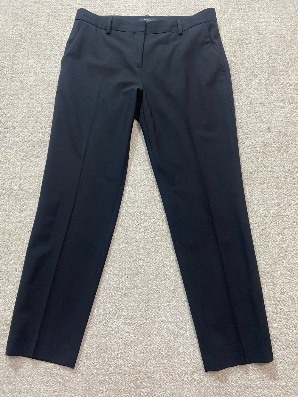 Theory Black Tailored Straight-Leg Trousers Size 6 Shell 96% Wool 4% Elastane - Picture 12 of 16